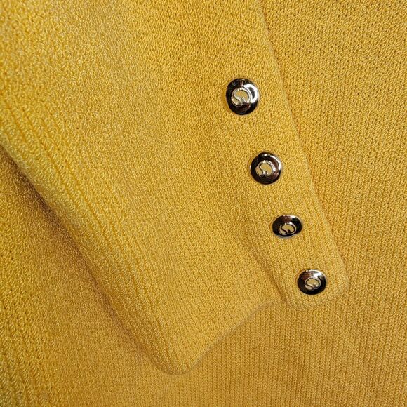 St. John Collection By Marie Gray Yellow Knit Zip Up Cardigan Sweater Size Small - Picture 5 of 8